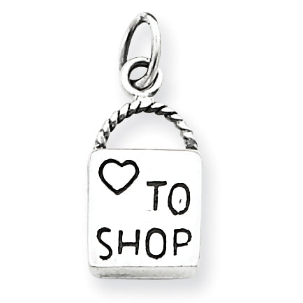 Sterling Silver  Antiqued  Love to Shop Charm