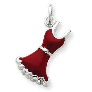 Sterling Silver Enameled Red Dress Charm