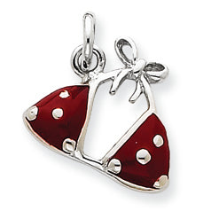 Sterling Silver Enameled Red Bikini Top Charm