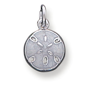 Sterling Silver Enameled White Sanddollar Charm