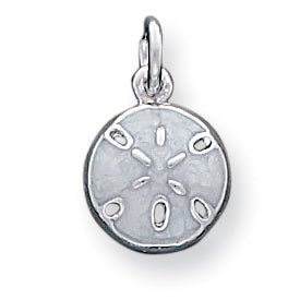 Sterling Silver Enameled White Sanddollar Charm