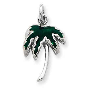 Sterling Silver Green Enameled Palm Tree Charm