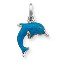 Sterling Silver Enameled Dolphin Charm