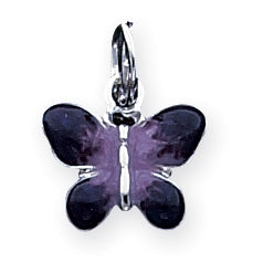 Sterling Silver Rhod Enameled Purple Butterfly