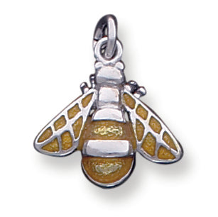 Sterling Silver Rhod Enameled Yellow Bee Charm