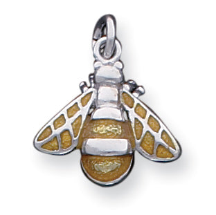 Sterling Silver Rhod Enameled Yellow Bee Charm