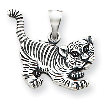 Sterling Silver Antiqued Tiger Charm
