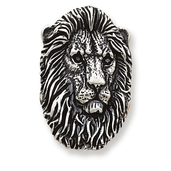 Sterling Silver Antiqued Lion Head Pendant
