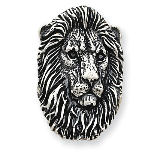 Sterling Silver Antiqued Lion Head Pendant