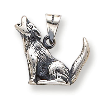 Sterling Silver Antiqued Wolf Charm