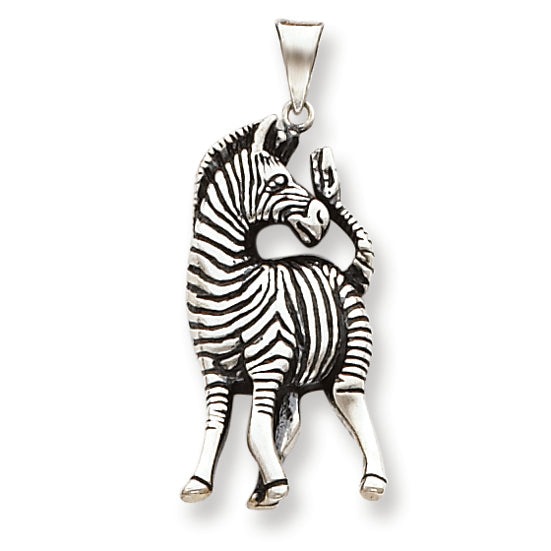 Sterling Silver Antiqued Zebra Pendant