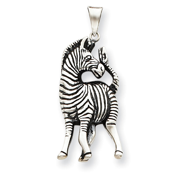 Sterling Silver Antiqued Zebra Pendant
