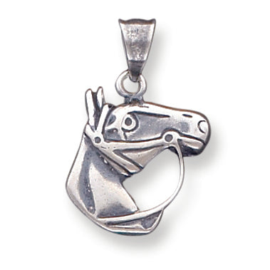 Sterling Silver Antiqued Horsehead Pendant