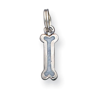 Sterling Silver White Enameled Bone Charm