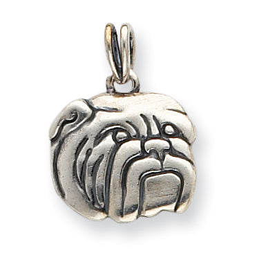 Sterling Silver Antiqued Bulldog Charm