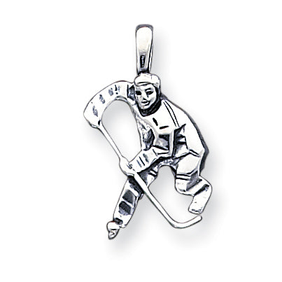 Sterling Silver Antiqued Hockey Player Charm