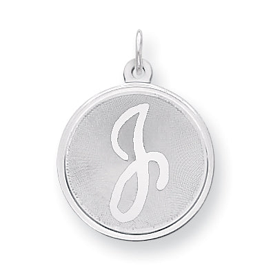 Sterling Silver Brocaded Initial J Charm