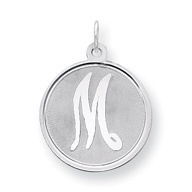 Sterling Silver Brocaded Initial M Charm