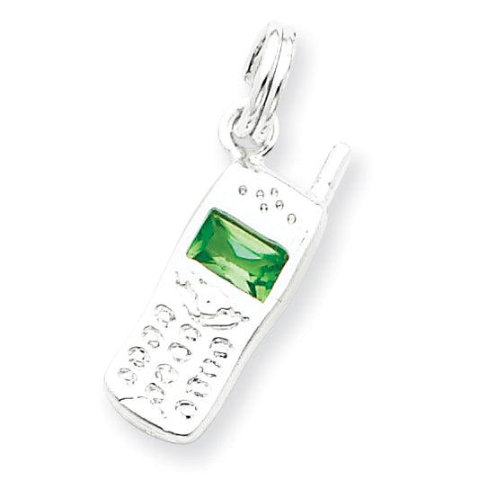 Sterling Silver Green CZ Cellphone Charm