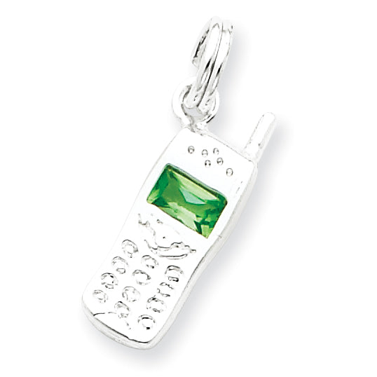 Sterling Silver Green CZ Cellphone Charm