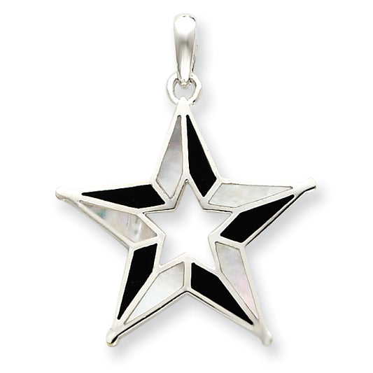 Sterling Silver Enamel & Mother of Pearl Star Pendant
