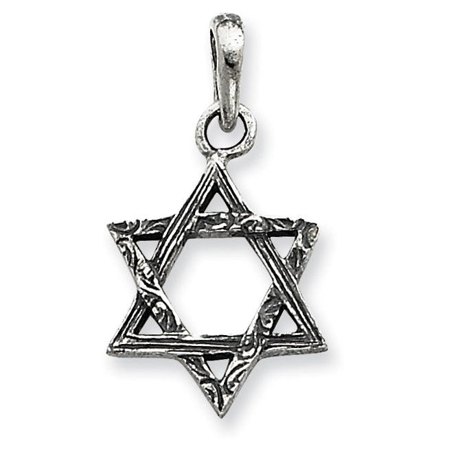Sterling Silver Antiqued Star of David Charm
