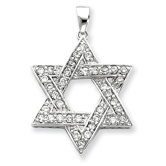 Sterling Silver CZ Star of David Pendant