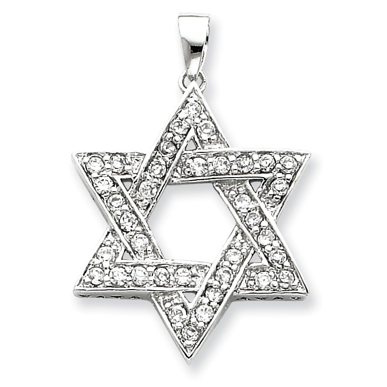 Sterling Silver CZ Star of David Pendant
