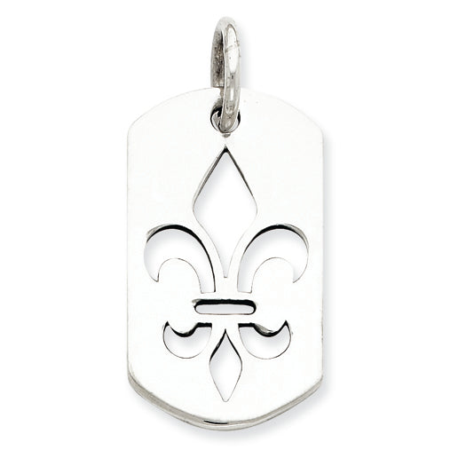 Sterling Silver Fleur de lis Dogtag Pendant