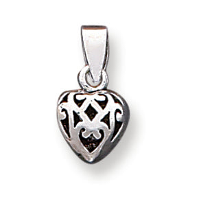 Sterling Silver Antique Puff Heart Charm