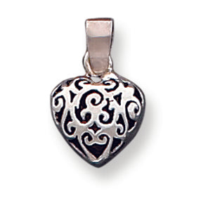 Sterling Silver Antique Puff Heart Pendant