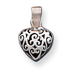 Sterling Silver Antique Puff Heart Pendant