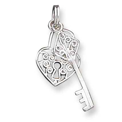 Sterling Silver Heart & Key Charm