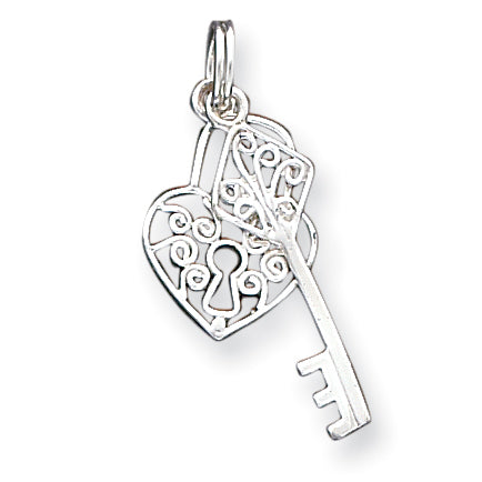 Sterling Silver Heart & Key Charm
