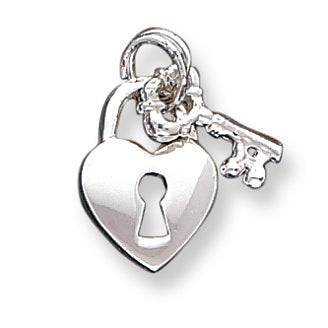 Sterling Silver Heart & Key Charm