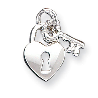 Sterling Silver Heart & Key Charm