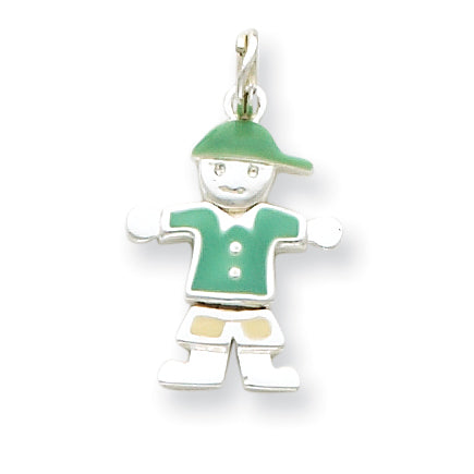 Sterling Silver Enamel Boy Charm