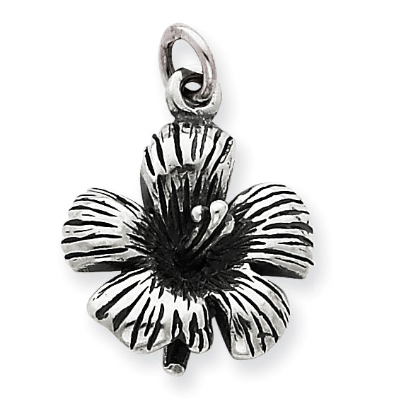 Sterling Silver Antique Hibiscus Flower Charm