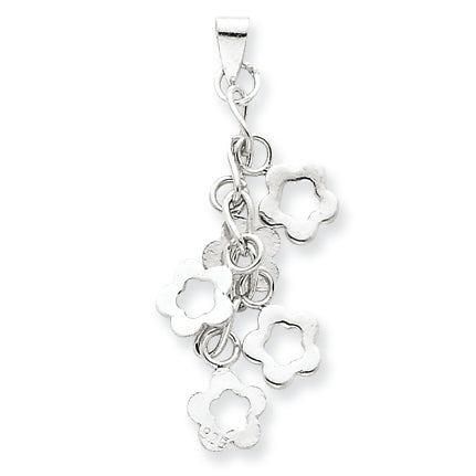 Sterling Silver Dangling Flowers Pendant