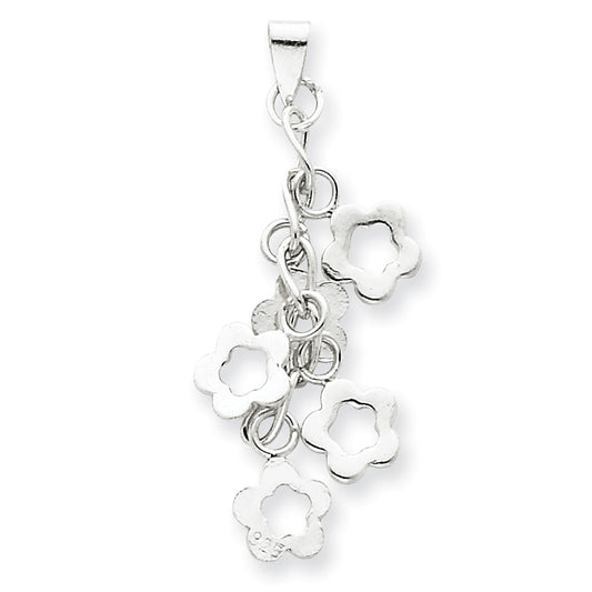 Sterling Silver Dangling Flowers Pendant
