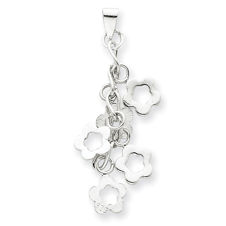 Sterling Silver Dangling Flowers Pendant