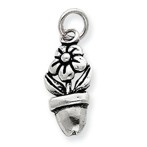 Sterling Silver Antique Flower in a Pot Charm