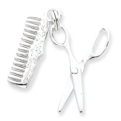 Sterling Silver Comb & Scissor Charm