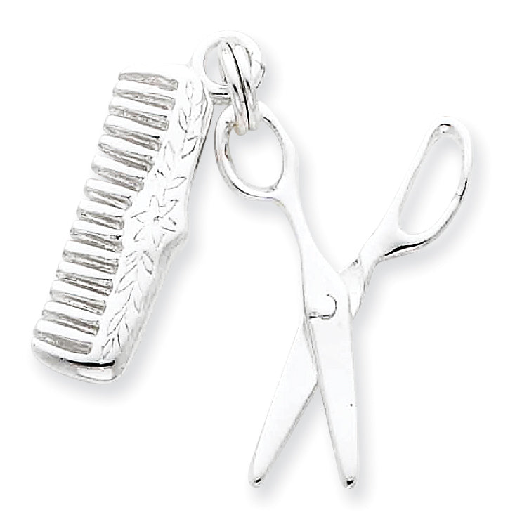 Sterling Silver Comb & Scissor Charm