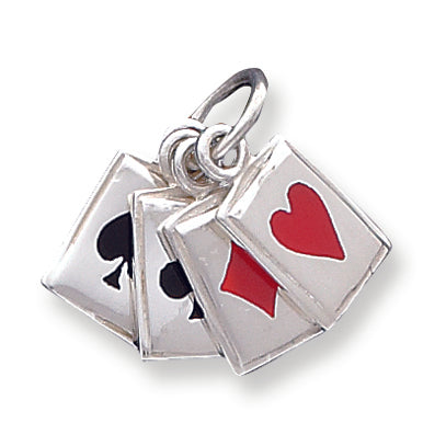 Sterling Silver Enameled Playing Cards Charm