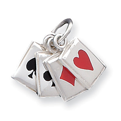 Sterling Silver Enameled Playing Cards Charm
