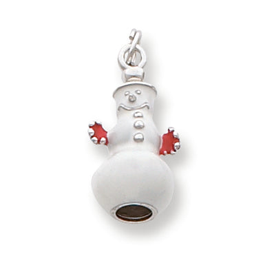 Sterling Silver Enameled Snowman Charm