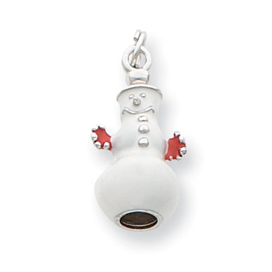 Sterling Silver Enameled Snowman Charm