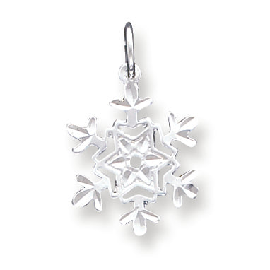 Sterling Silver Diamond Cut Snowflake Charm