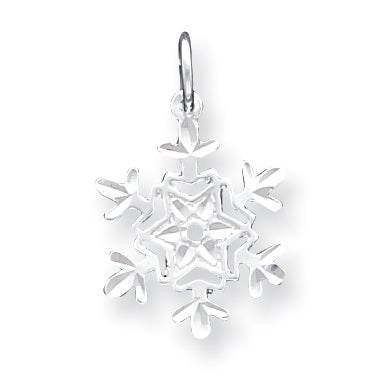 Sterling Silver Diamond Cut Snowflake Charm